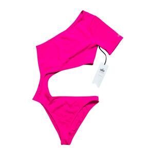 Alo Yoga Body Wave One Piece swim suit neon pink medium NWT